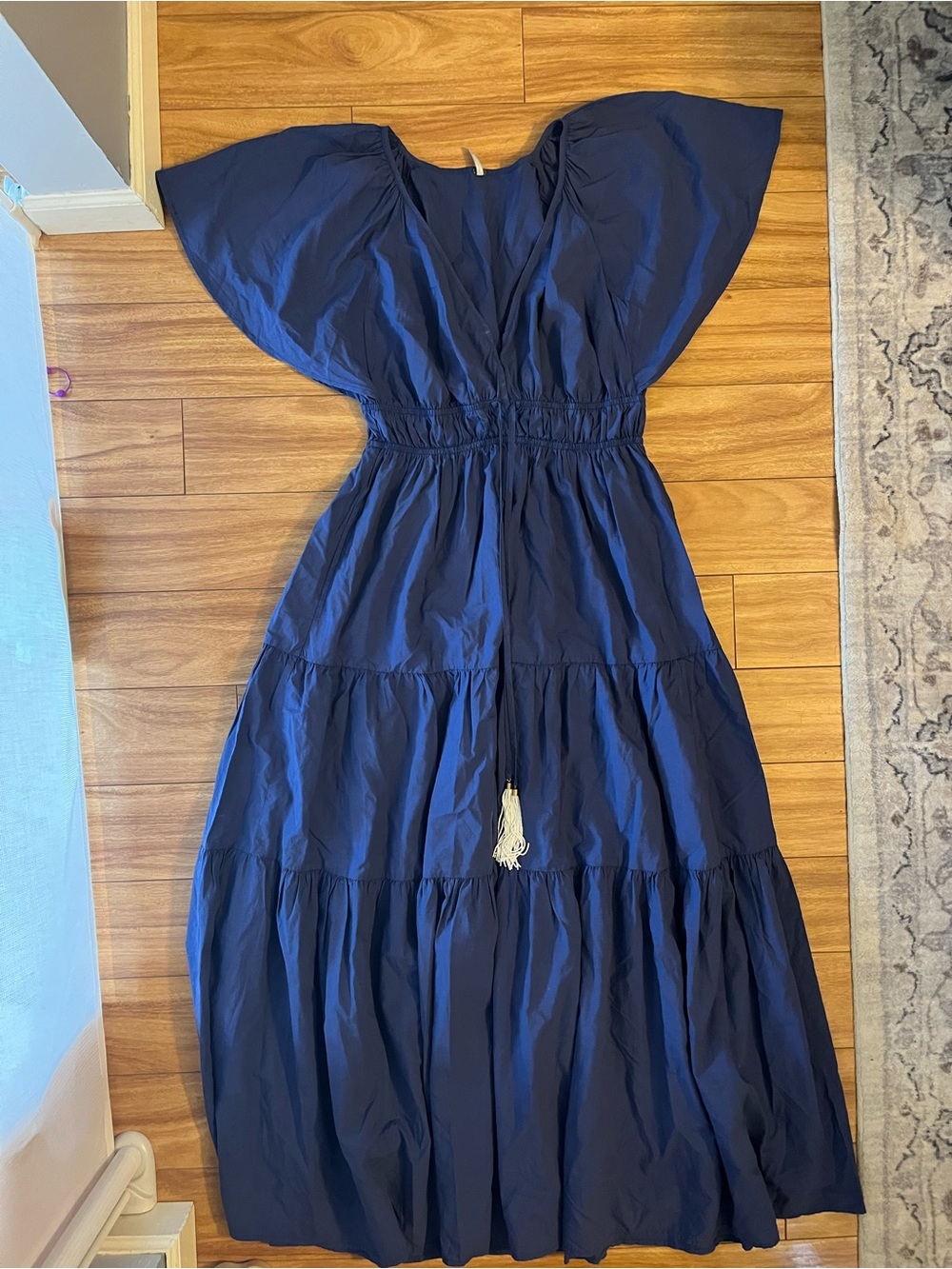 YFB Women's Navy Tiered Maxi Dress with Tassels